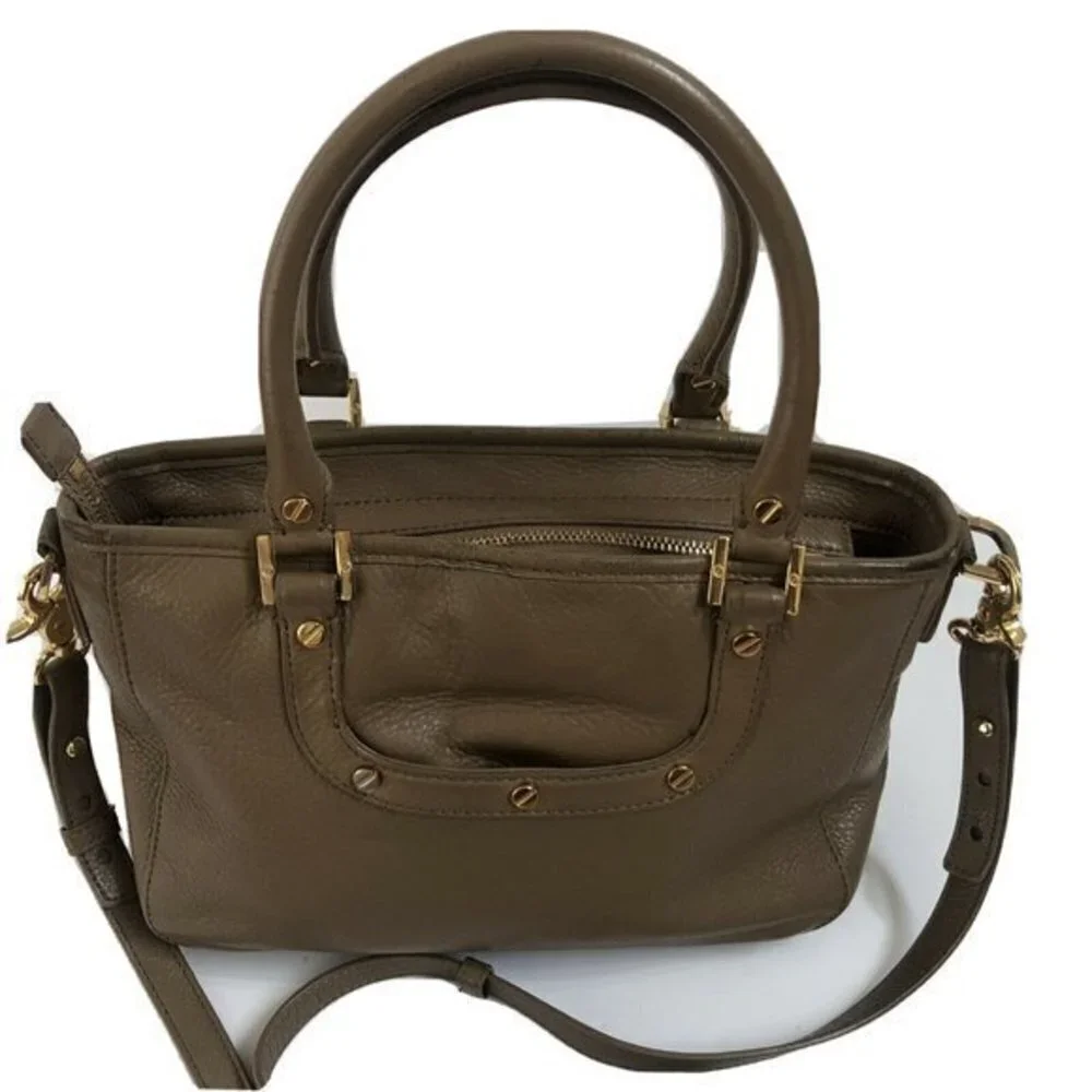 Tory Burch Handbag Satchel Leather Taupe